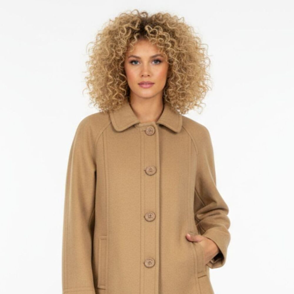 Gap Women's Tan Wool Blend Cropped Winter Pea Coat M